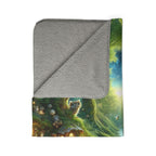 LuckeLadybug sherpa blanket with soft fairy tale fleece throw featuring an owl in a magical forest design
