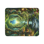 LuckeLadybug Sherpa Blanket featuring a soft fairy tale fleece throw with enchanted forest and whimsical details