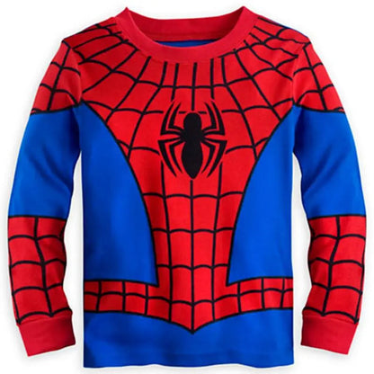 LuckeLadybug Spiderman pajama set for boys featuring vibrant red and blue design with spider web patterns