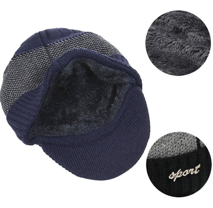 Navy winter beanie hat with scarf set featuring soft lining and stylish design from LuckeLadybug LLC