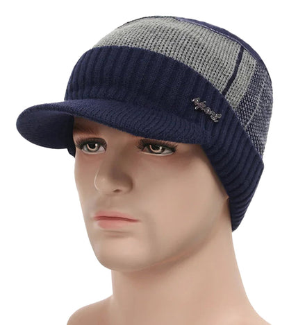 Navy winter beanie hat with scarf set featuring a stylish design and comfortable fit for cold weather