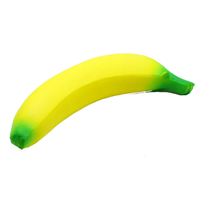 Bright Yellow Banana Squishy Toy from LuckeLadybug LLC, ideal for stress relief and fun play
