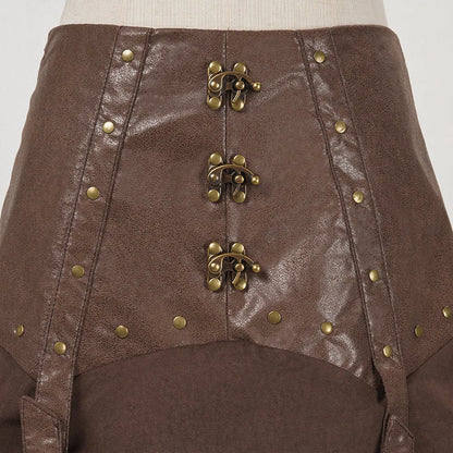 Steampunk Leather Skirt For Women