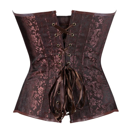 LuckeLadybug LLC Steampunk overbust corset for women with intricate lace-up detail and elegant design