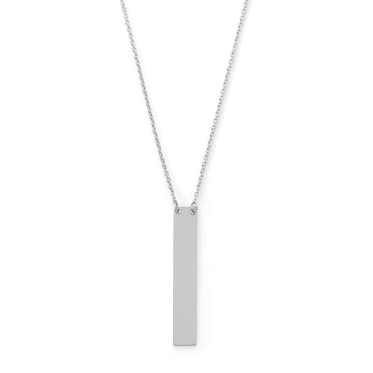 LuckeLadybug LLC sterling silver vertical bar necklace on a delicate chain for elegant layering