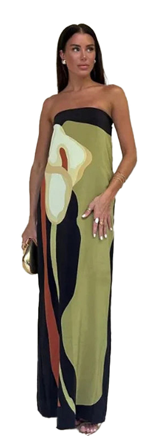 LuckeLadybug LLC strapless backless summer dress in vibrant colors, perfect for warm weather outings