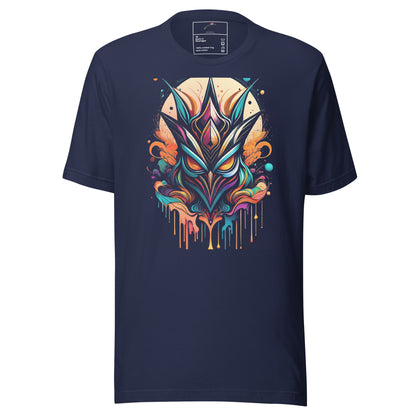 LuckeLadybug navy street vibes fashion tee with colorful abstract owl graphic design