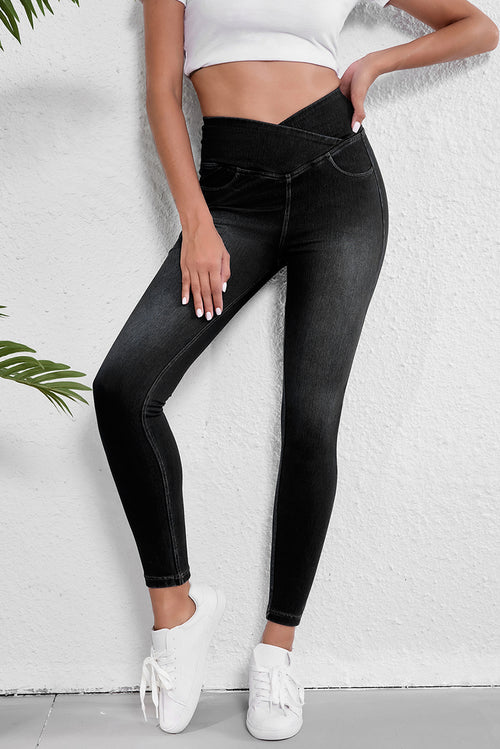LuckeLAdybug LLC stretchy jeggings in black with high waist and sleek design for comfort and style