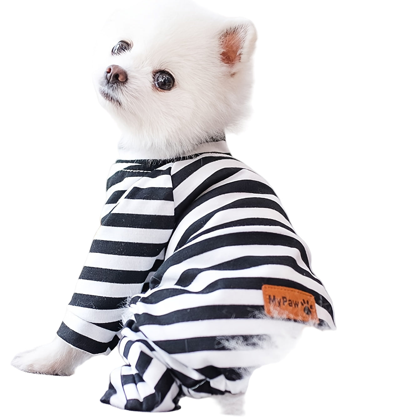 Adorable striped pajamas for small dogs featuring a soft black and white design