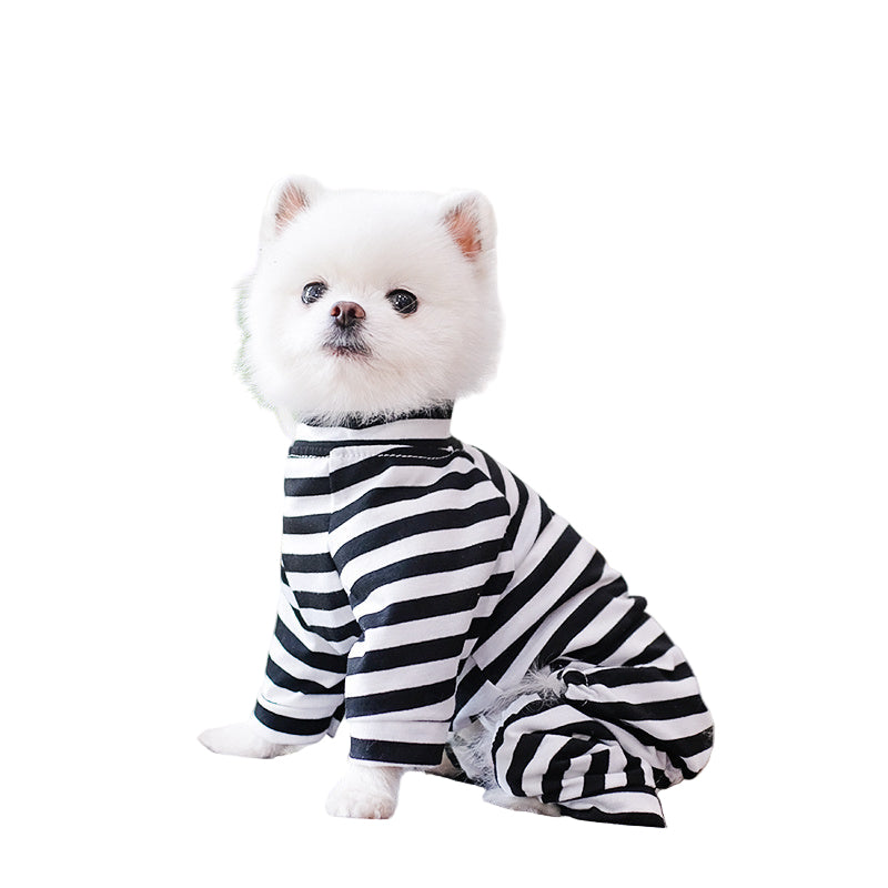 Striped pajamas for small dogs featuring a cozy fit, perfect for comfort and style