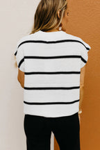 LuckeLadybug Striped Sweater in White and Black for Casual Everyday Wear