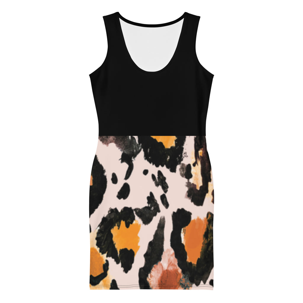 LuckeLadybug stylish bodycon dress for women with black top and leopard print bottom