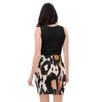 LuckeLadybug stylish bodycon dress for women with black sleeveless top and abstract patterned skirt