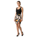 Stylish bodycon dress for women with a black top and vibrant animal print skirt design