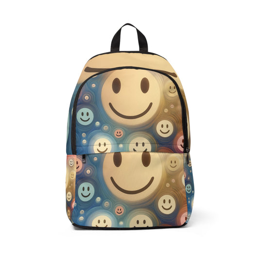 LuckeLadybug stylish school backpack for teens with colorful smiling face pattern