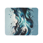 LuckeLady sherpa blanket with abstract blue wave design stylish warm blanket for couch