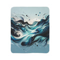 Ladybug sherpa blanket with abstract blue wave design stylish warm blanket for couch