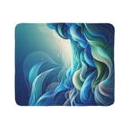 LuckeLadybug sherpa blanket featuring abstract blue and green design, a stylish warm blanket for home decor