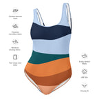 LuckeLadybug elegant striped one-piece swimsuit for women multicolor scoop neck adjustable straps UPF 50 cheeky fit
