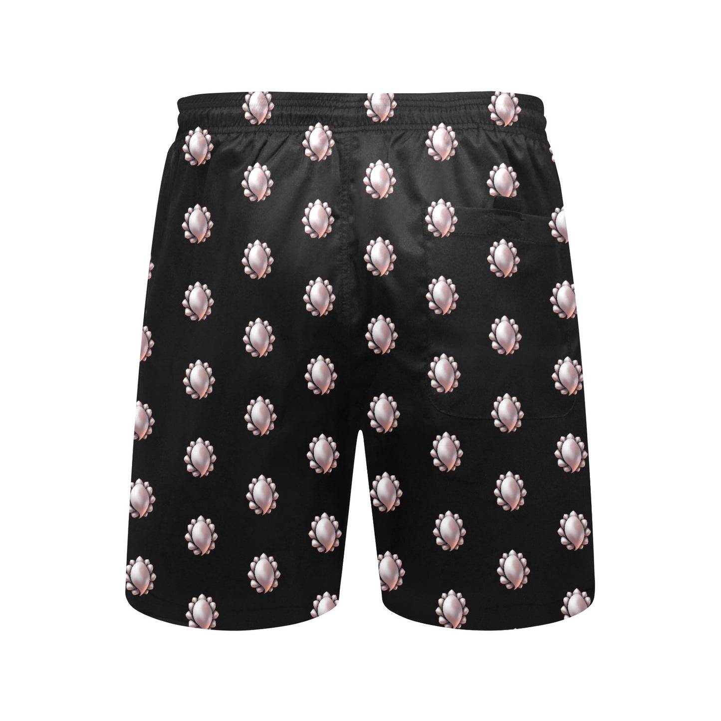 Inkedjoy mens pearl pattern beach shorts black lightweight elastic waistband allover pearl print