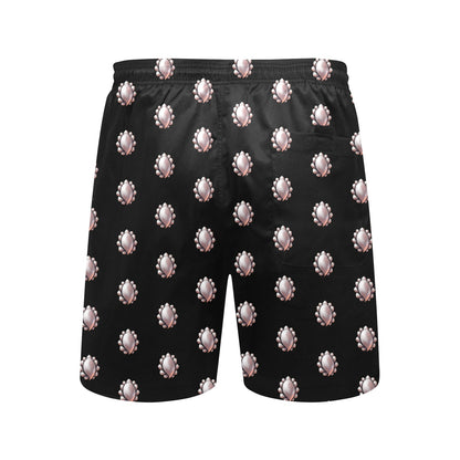 Inkedjoy mens pearl pattern beach shorts black lightweight elastic waistband allover pearl print