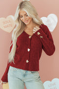 Sweater and Cardigan with Heart Buttons