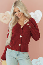 Sweater and Cardigan with Heart Buttons