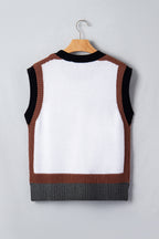 White Western Horse Head Colorblock Trim Sweater Vest