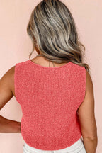 Beige Lace-up Front V Neck Sweater Vest