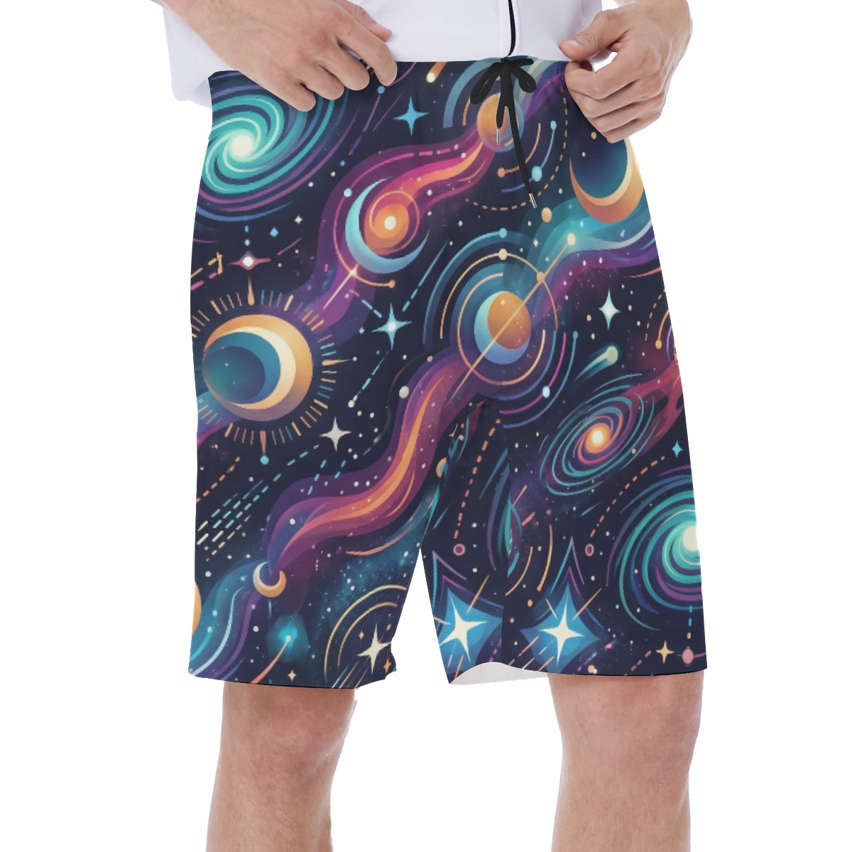 LuckeLadybug Swim Shorts Men with Vibrant Galaxy Print for Stylish Beachwear