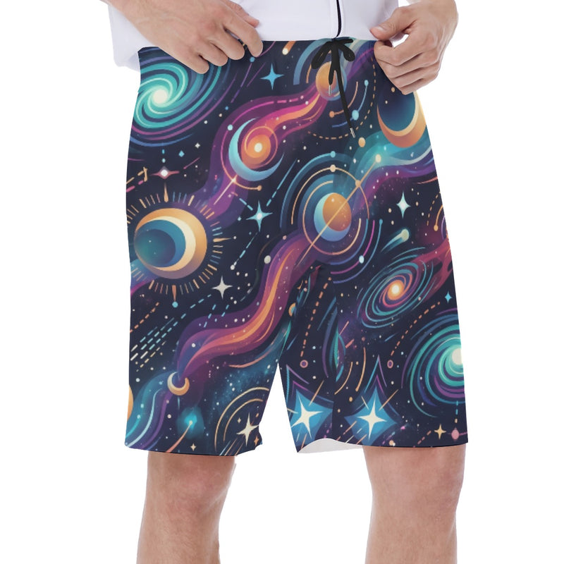 LuckeLadybug Swim Shorts Men with Vibrant Galaxy Print for Stylish Beachwear