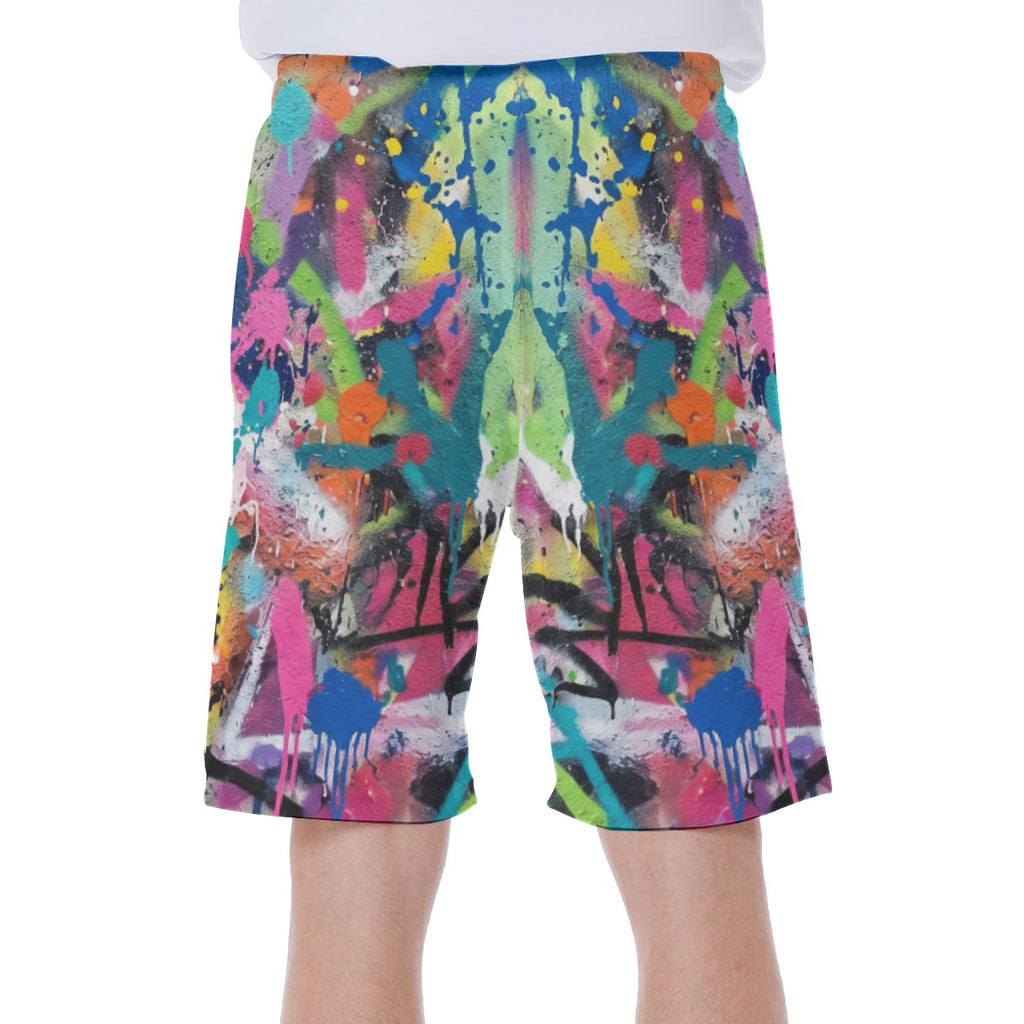 LuckeLadybug Colorful Boardshorts featuring a vibrant graffiti design, perfect swim shorts men