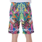LuckeLadybug Colorful Boardshorts featuring a vibrant graffiti design, perfect swim shorts men