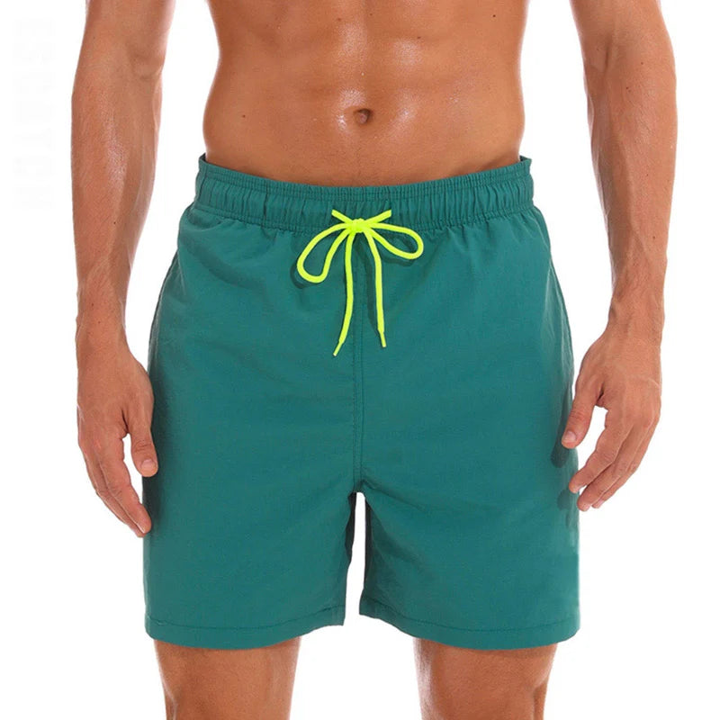 LuckeLadybug LLC Swim Shorts Men in Green with Adjustable Waist for Comfortable Summer Wear