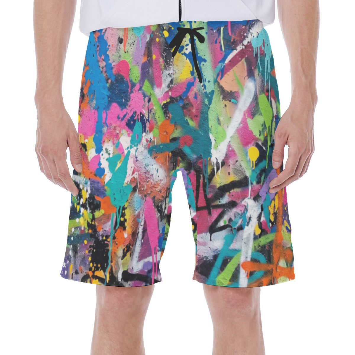 LuckeLadybug colorful swim shorts men with vibrant abstract design for beach and pool outings