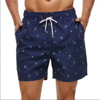 LuckeLadybug LLC Men's Swim Shorts with Palm Tree Print for Comfortable Beach Wear