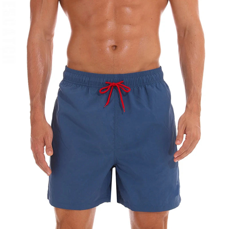 LuckeLadybug Men's Swim Shorts in Navy with Adjustable Red Drawstring for Comfortable Fit