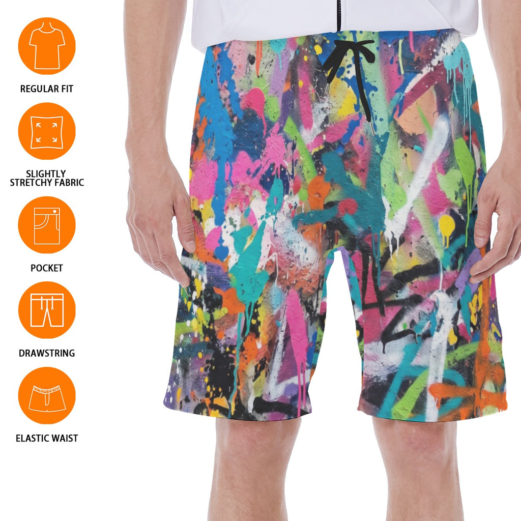 LuckeLadybug swim shorts men with bright splashy colors and a comfortable elastic waist for summer fun