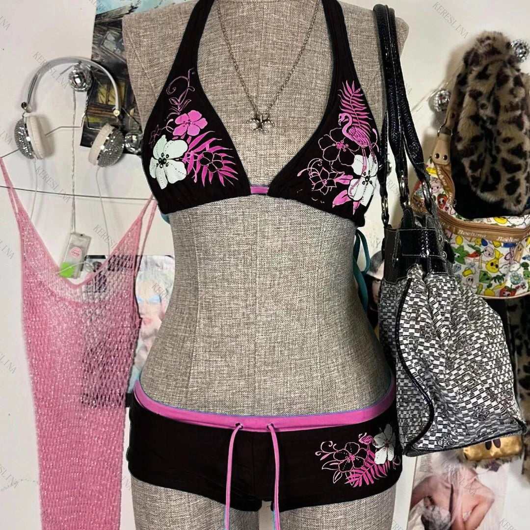 LuckeLadybug Bikini with Floral Design, Perfect for Swimmers Swimwear Collection