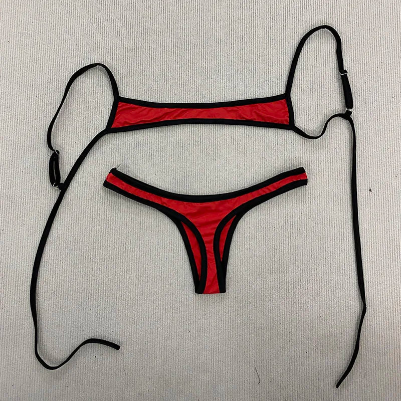 Retro Swimsuit in Bold Red Design