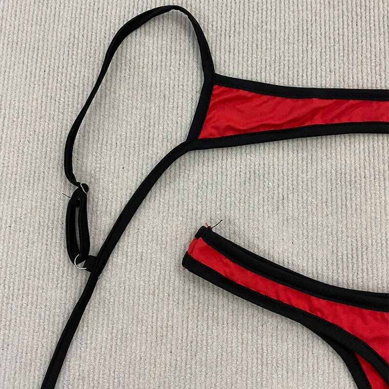 Retro Swimsuit in Bold Red Design