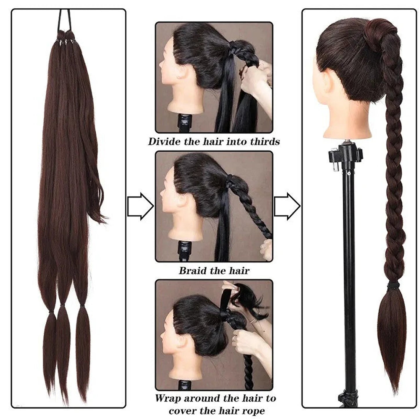 LuckeLadybug synthetic braided ponytail extensions in dark brown for stylish hairstyles