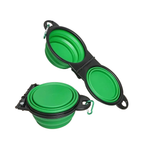 Collapsible green dog bowl travel kit for adventures, perfect for dog park at love's travel stops
