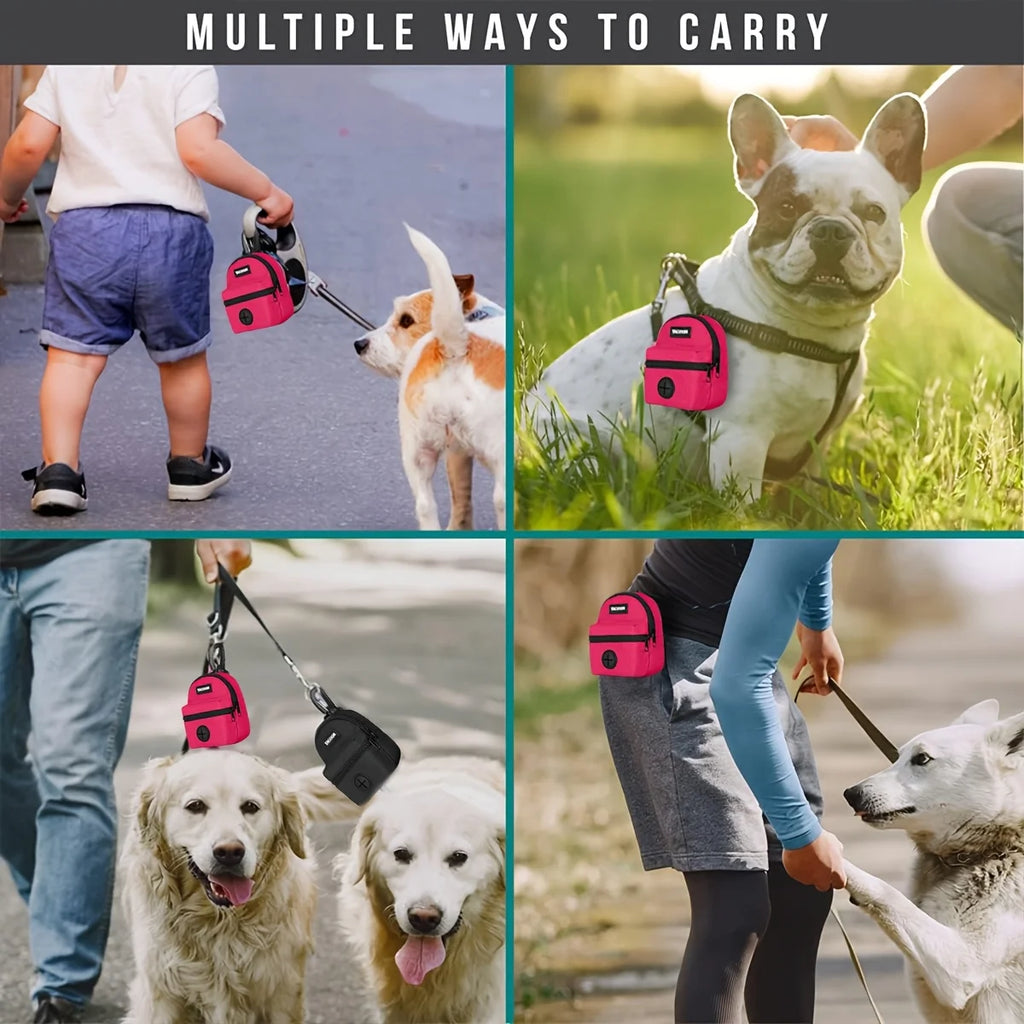 LuckeLadybug Dispenser for poop bags for dog with multiple carrying options for dog owners