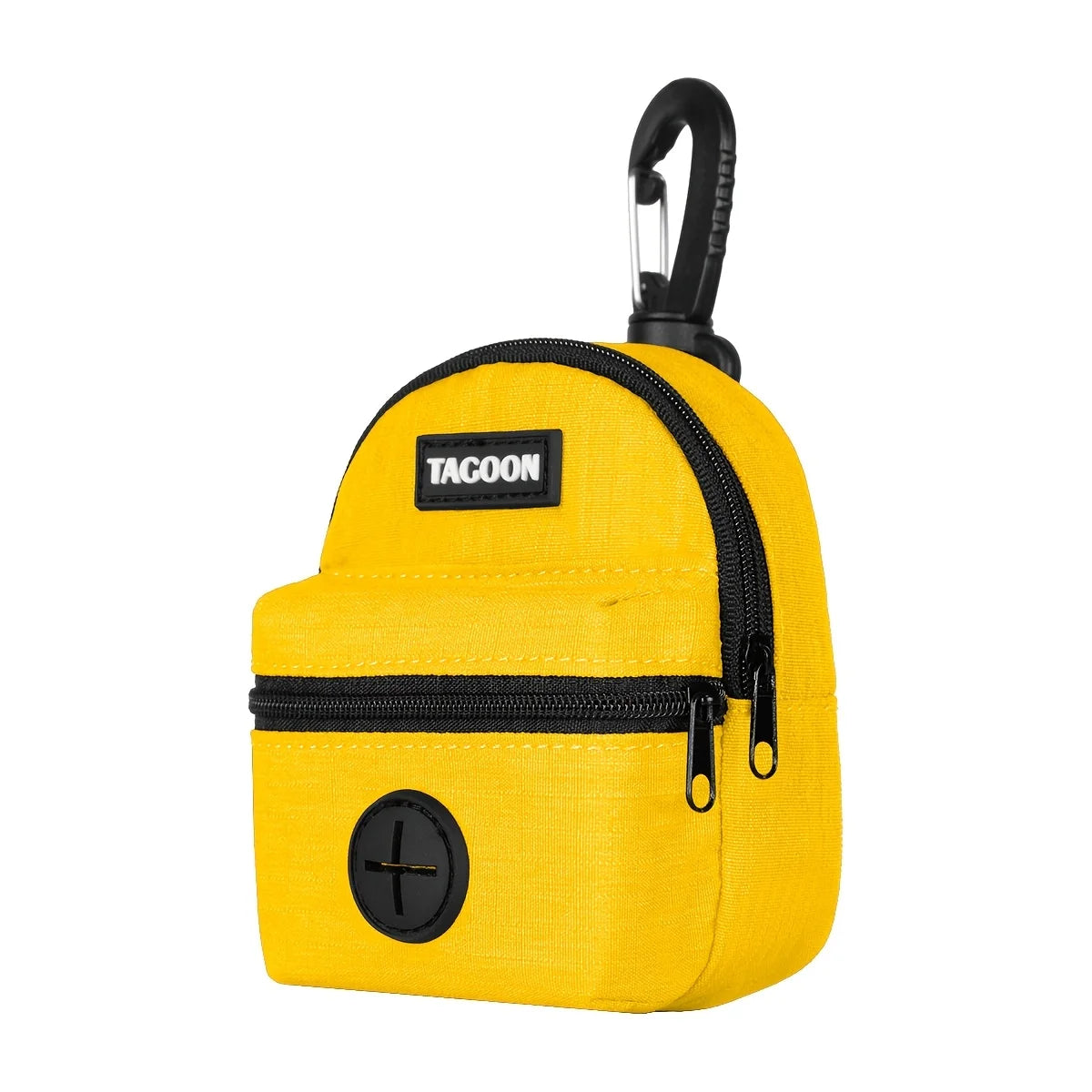 LuckeLadybug Yellow Dispenser for poop bags for dog with durable zippers and a clip for easy attachment
