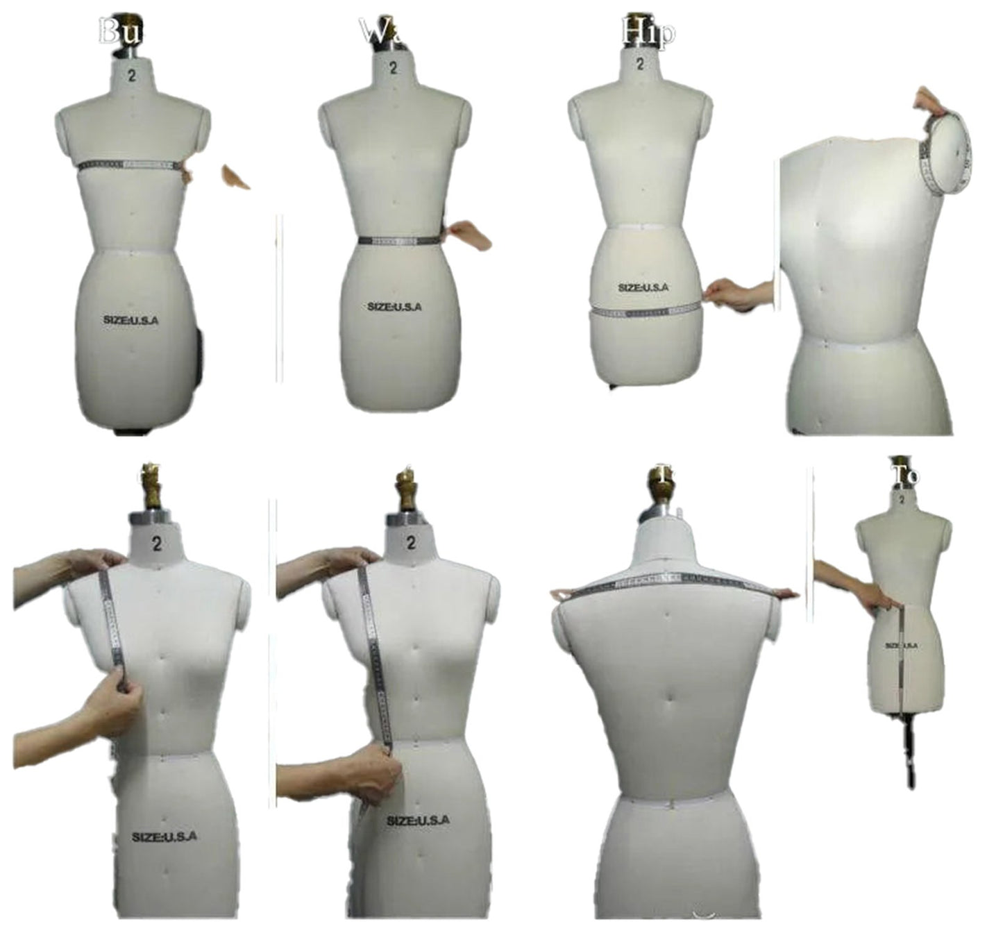 Measuring a dress form for the perfect fit of a teal mother of the bride dress with sleeves