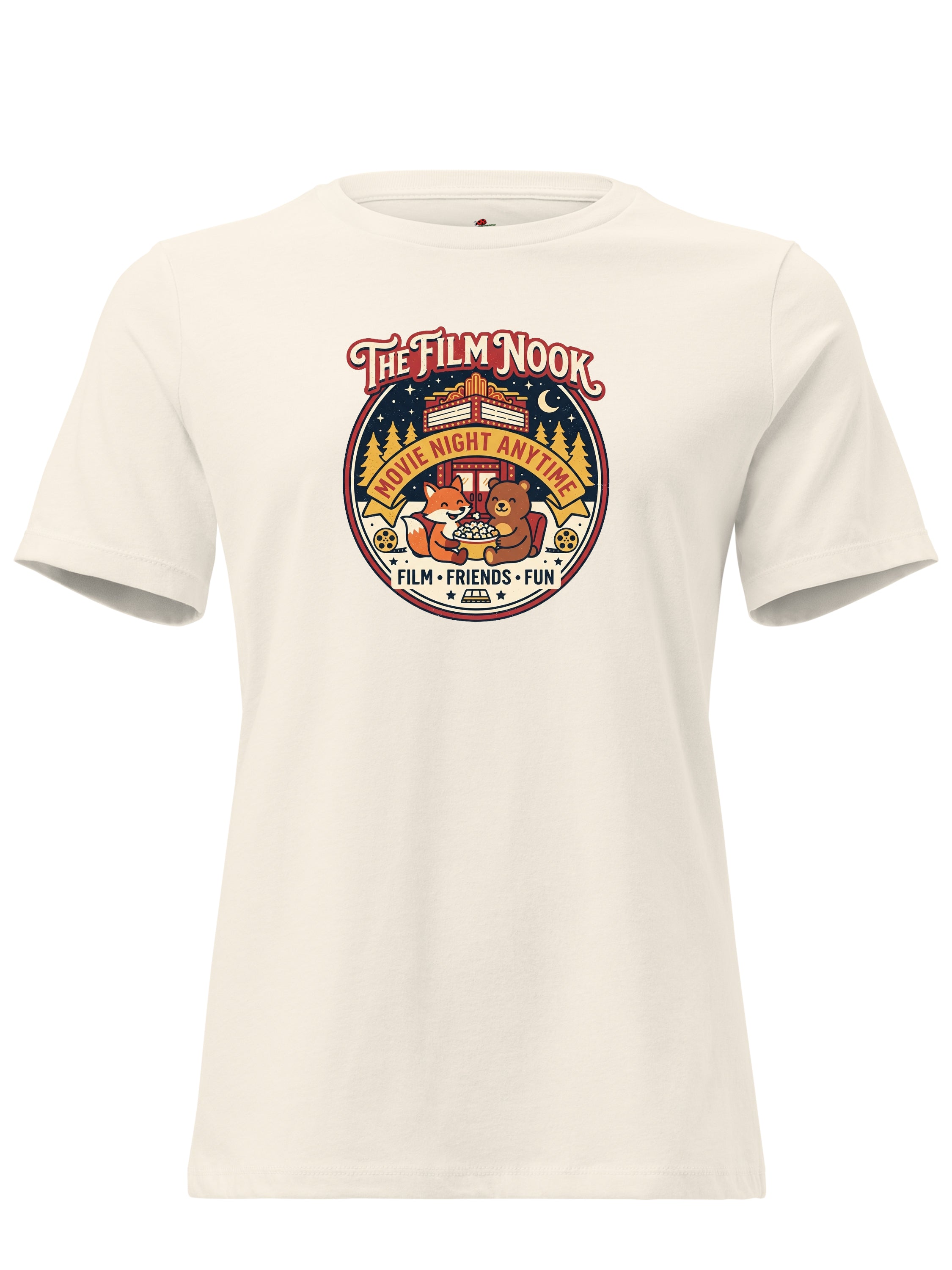LuckeLadybug LLC T-Shirt featuring The Film Nook design with movie night theme and the Wall Street Journal