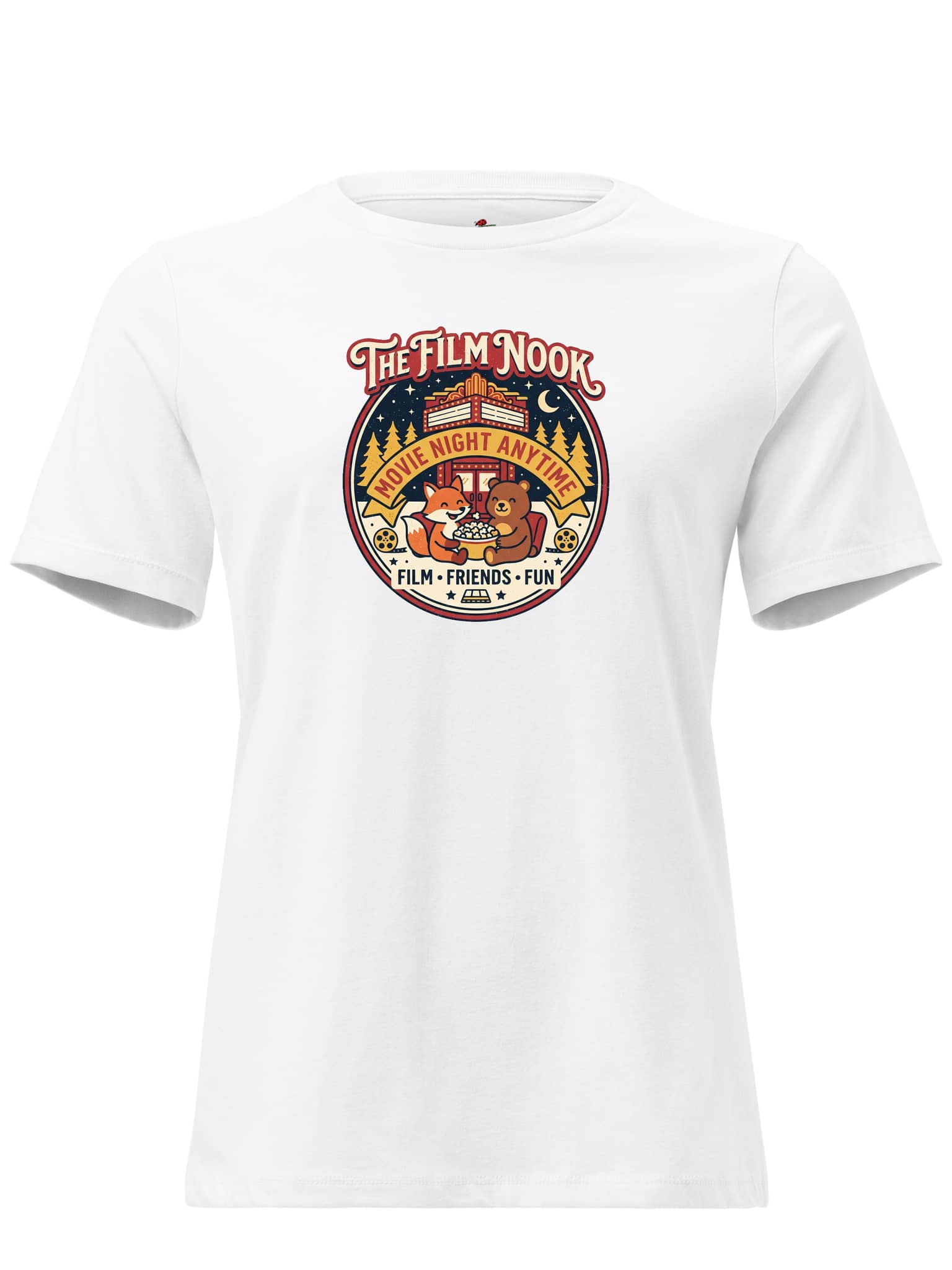 White T-Shirt featuring The Film Nook design for movie lovers with a wall street journal reference
