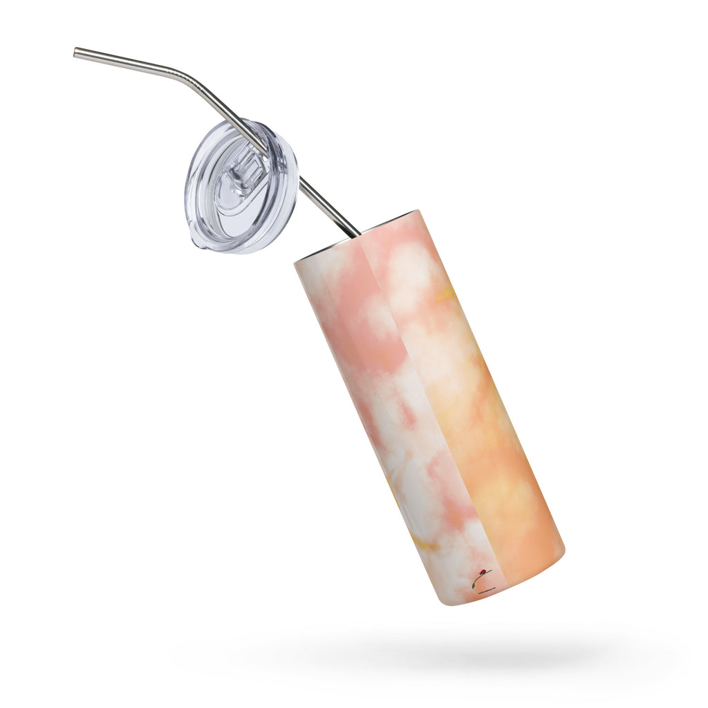 LuckeLadybug tie dye stainless steel tumbler with straw and lid in soft pastel colors