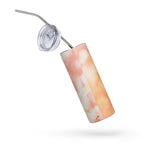 LuckeLadybug tie dye stainless steel tumbler with straw and lid in soft pastel colors